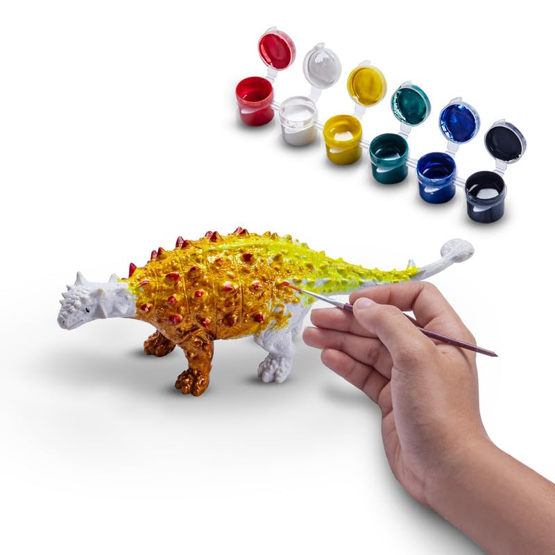 Kimon Toys Paint Your Own 3D Dinosaur - Ankylosaurus with 6 Washable Colour & Brush l Activity Art & Craft Kit for Boys & Girls | Educational Painting Kit Set | Dinosaur Playing Toy