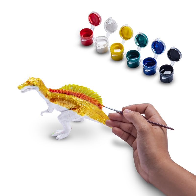 Kimon Toys Paint Your Own 3D Dinosaur - Spinosaurus with 6 Washable Colour & Brush l Activity Art & Craft Kit for Boys & Girls | Educational Painting Kit Set | Dinosaur Playing Toy