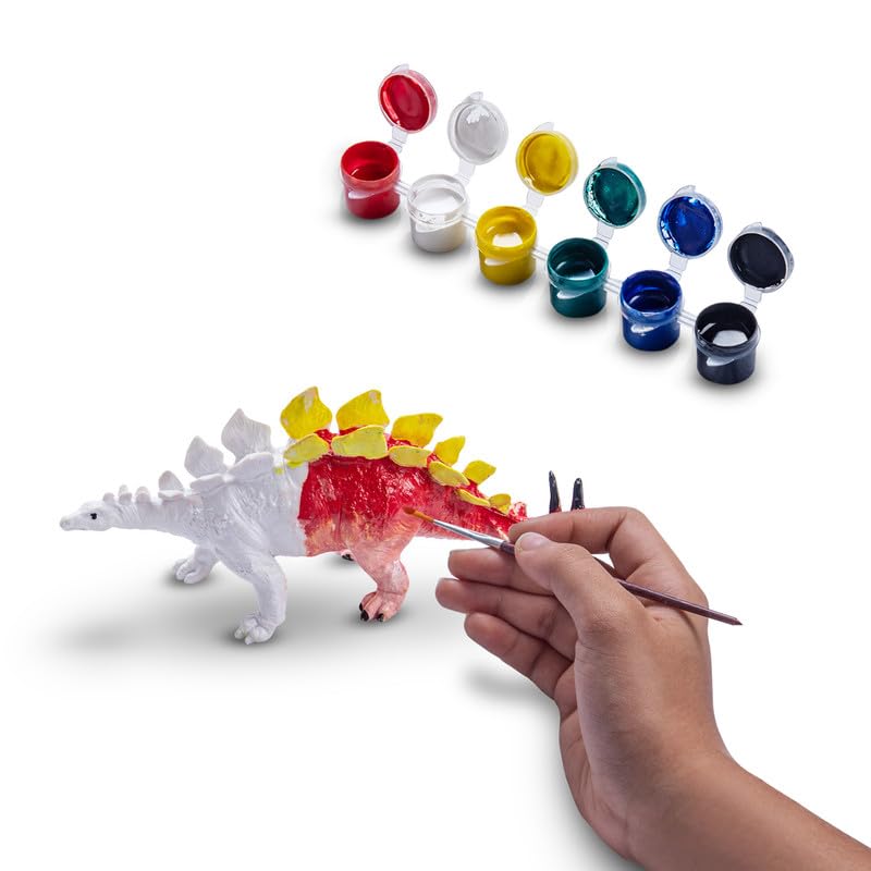 Kimon Toys Paint Your Own 3D Dinosaur - Stegosaurus with 6 Washable Colour & Brush l Activity Art & Craft Kit for Boys & Girls