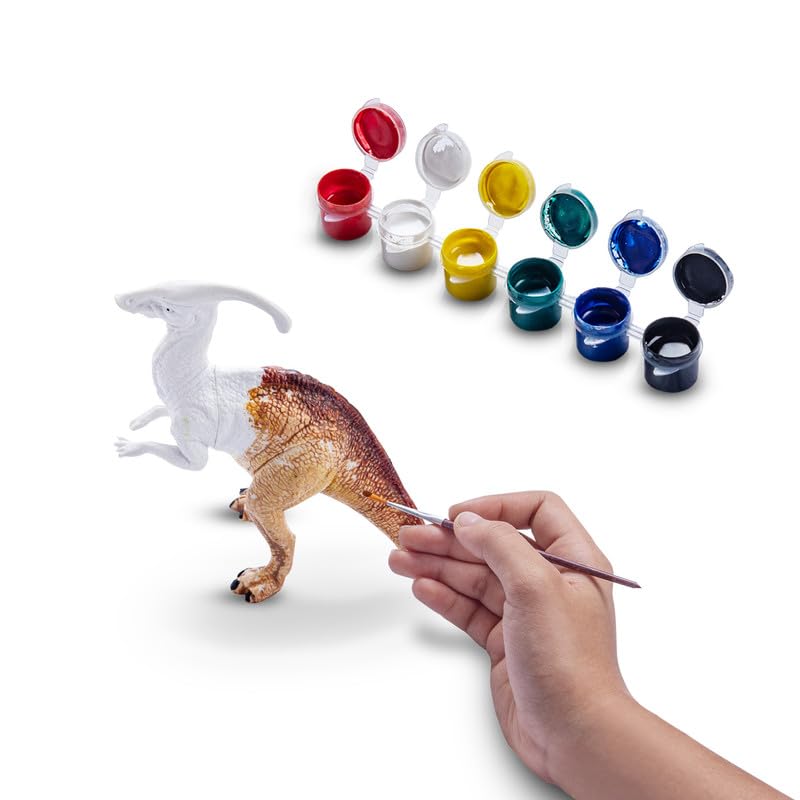 Kimon Toys Paint Your Own 3D Dinosaur - Parasaurolophrus with 6 Washable Colour & Brush l Activity Art & Craft Kit for Boys & Girls