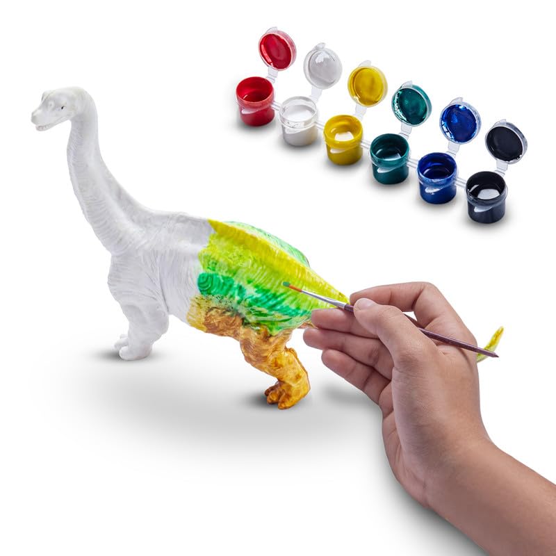 Kimon Toys Paint Your Own 3D Dinosaur - Brachiosaurs with 6 Washable Colour & Brush l Activity Art & Craft Kit for Boys & Girls | Educational Painting Kit Set | Dinosaur Playing Toy