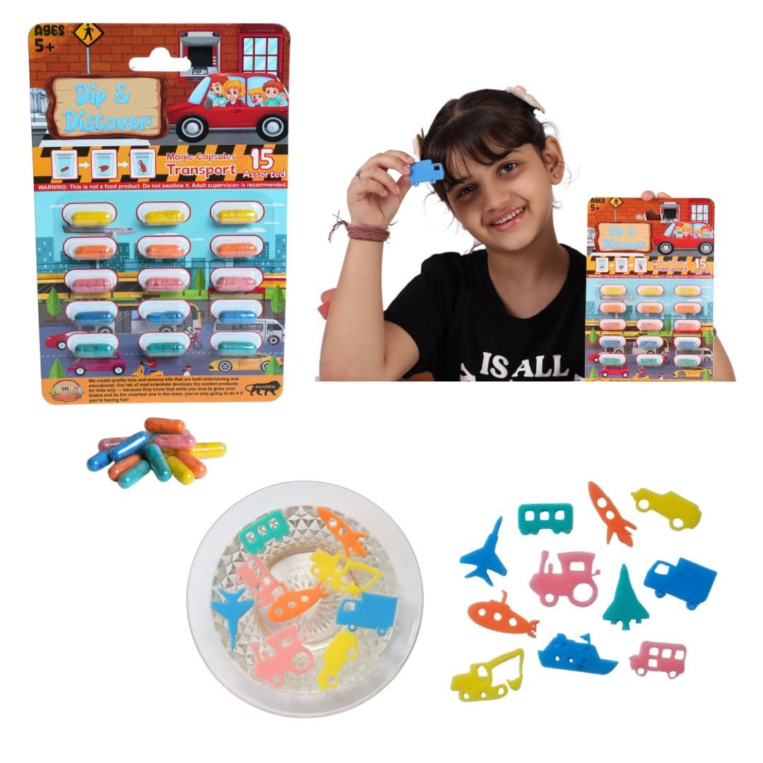 Dip & Discover Grow in Water Magic Capsules Fun & Learn Bath Toy Birthday Party Return Gifts Summer Fun Real Designs Surprise Toy for Boys & Girls 15 Capsules Per Set (Pack of 6)
