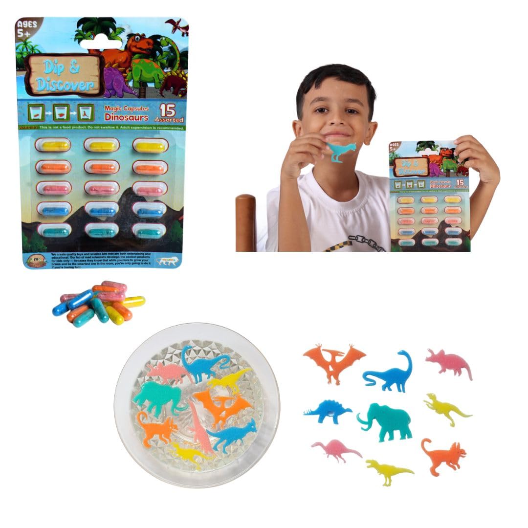 Dip & Discover Grow in Water Magic Capsules Fun & Learn Bath Toy Birthday Party Return Gifts Summer Fun Real Designs Surprise Toy for Boys & Girls 15 Capsules Per Set (Pack of 6)