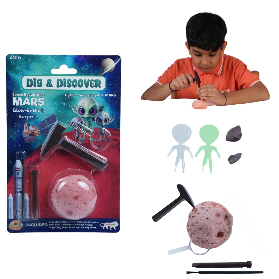 Dig & Discover - Space Excavation - Mars Excavation Kit - with Glow- in-Dark Surprise Alien and Actual Magnatite