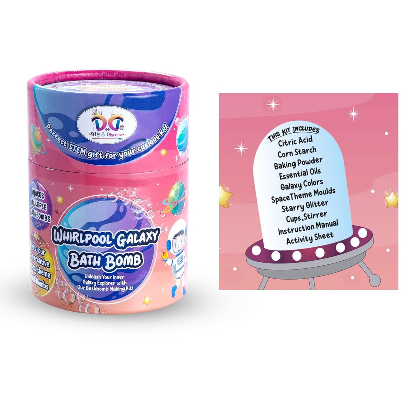 Kimon Toys DIY & Discover Whirlpool Galaxy Bath Bomb DIY Kit