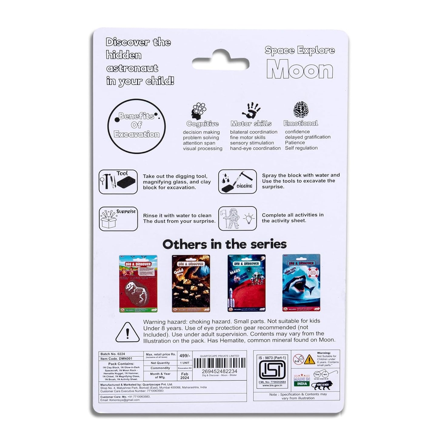 Dig & Discover Excavation of Moon and Mars with Glow-in-Dark Surprise Fun & Education Toys for Kids | Space-Themed Activity Toy Kit Set for Boys and Girls. Blister Kits Combo 1