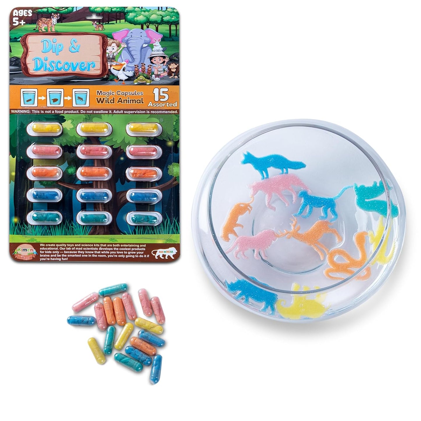 Dip & Discover Grow in Water Magic Capsules Fun & Learn Bath Toy Birthday Party Return Gifts Fun Real Designs Surprise Toy for Boys & Girls 15 Capsules Per Set (Pack of 3)