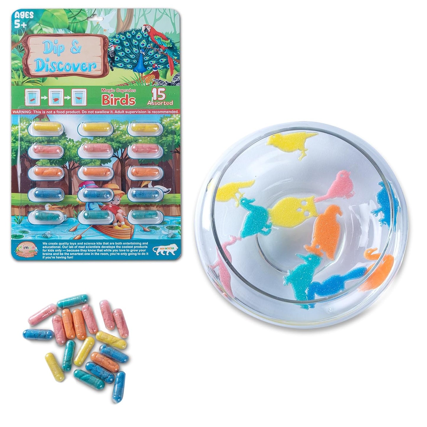 Dip & Discover Grow in Water Magic Capsules Fun & Learn Bath Toy Birthday Party Return Gifts Fun Real Designs Surprise Toy for Boys & Girls 15 Capsules Per Set (Pack of 3)