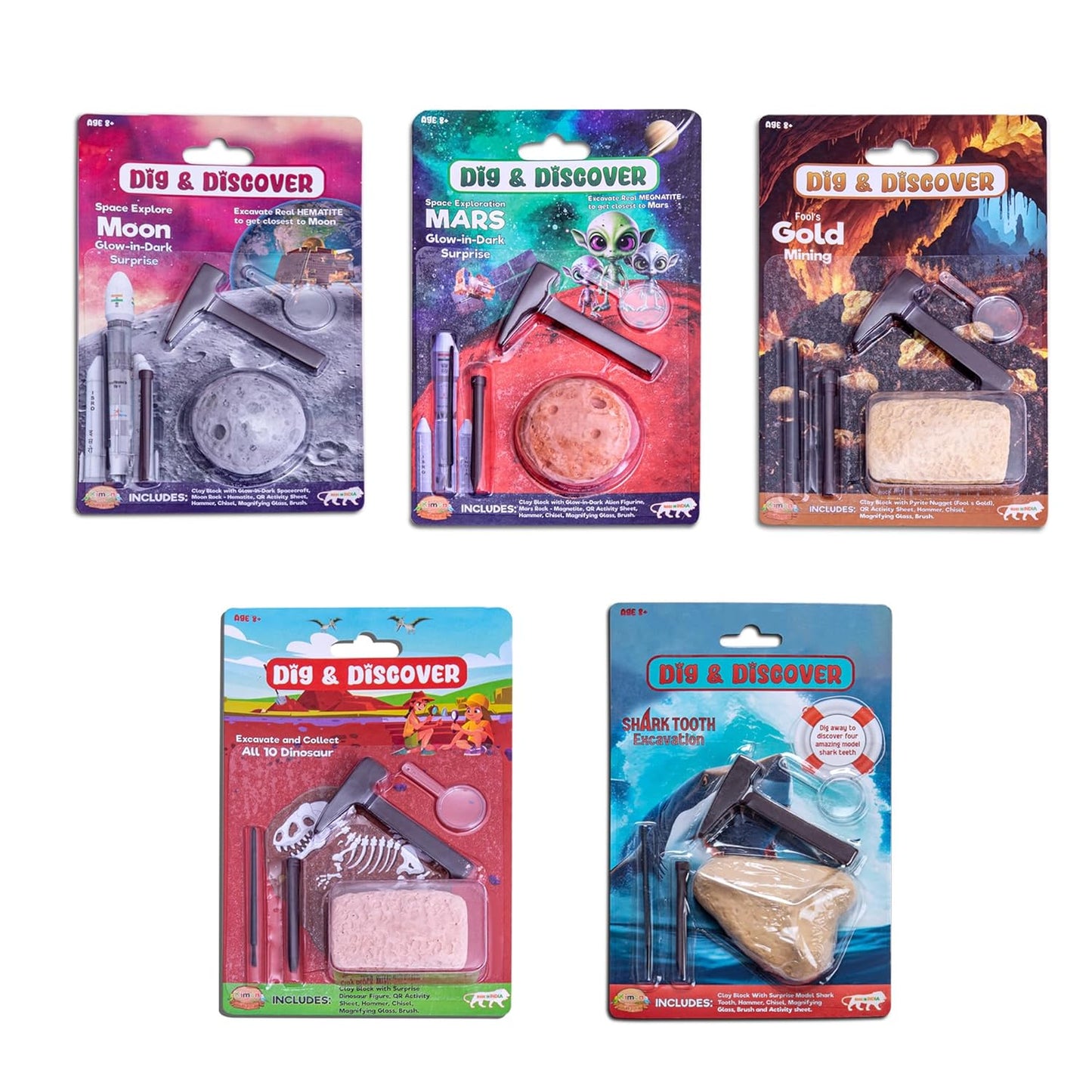 Dig & Discover Excavation of Gold and Dino with Pyrite Nugget and Dino Surprise Fun Education Toys for Kids | Science Kit Educational Realistic Toys Gifts. Activity Toy Kit Set. Blister - Combo 2