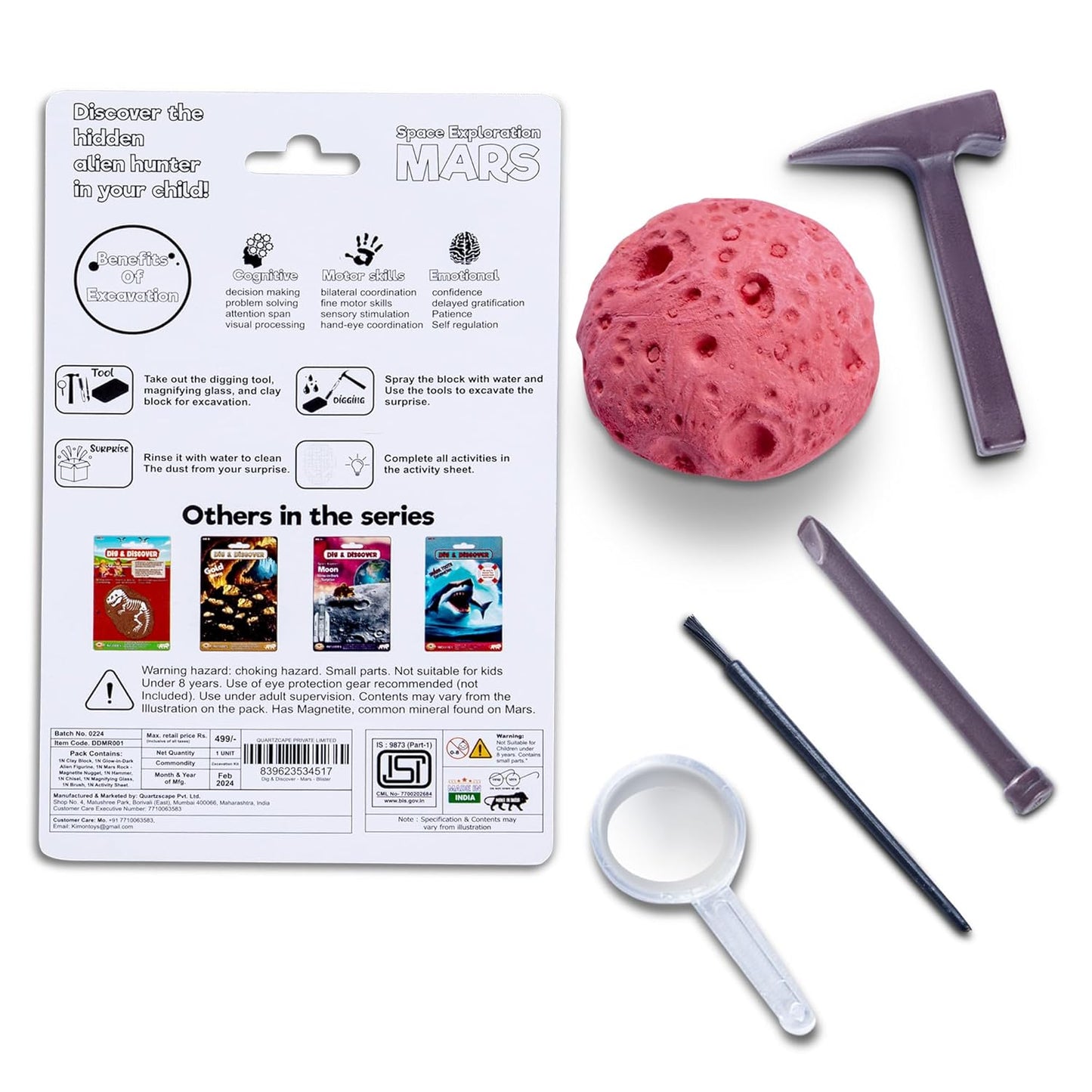 Dig & Discover - Space Excavation - Mars Excavation Kit - with Glow- in-Dark Surprise Alien and Actual Magnatite