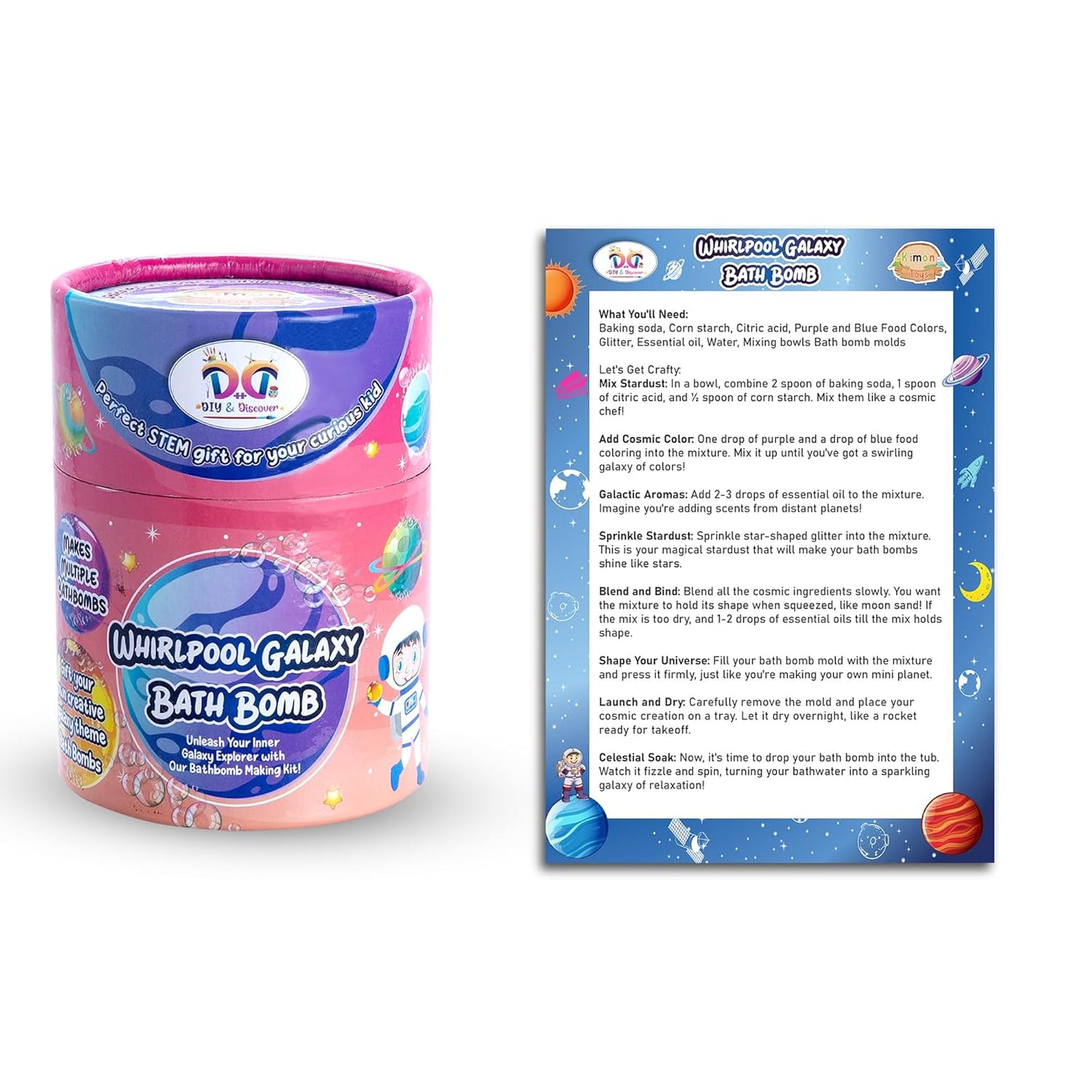 Kimon Toys DIY & Discover Whirlpool Galaxy Bath Bomb DIY Kit