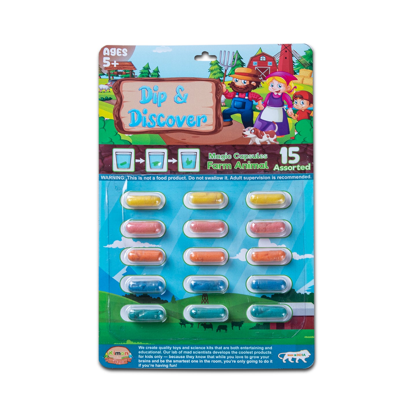 Dip & Discover Grow in Water Magic Capsules (15 per Pack = 15 Capsules) Made in India Surprise Toy Summer Fun Birthday Gift Real Designs & Bright Colours for Boys & Girls (1 Pack)