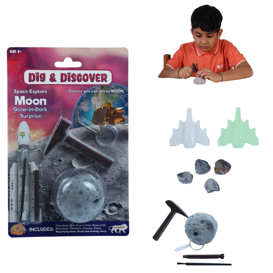 Dig & Discover Space Excavation Moon Excavation Kit - with Glow-in-Dark Surprise | Fun & Educational Toy for Boys & Girls | Space-Themed Activity for Kids