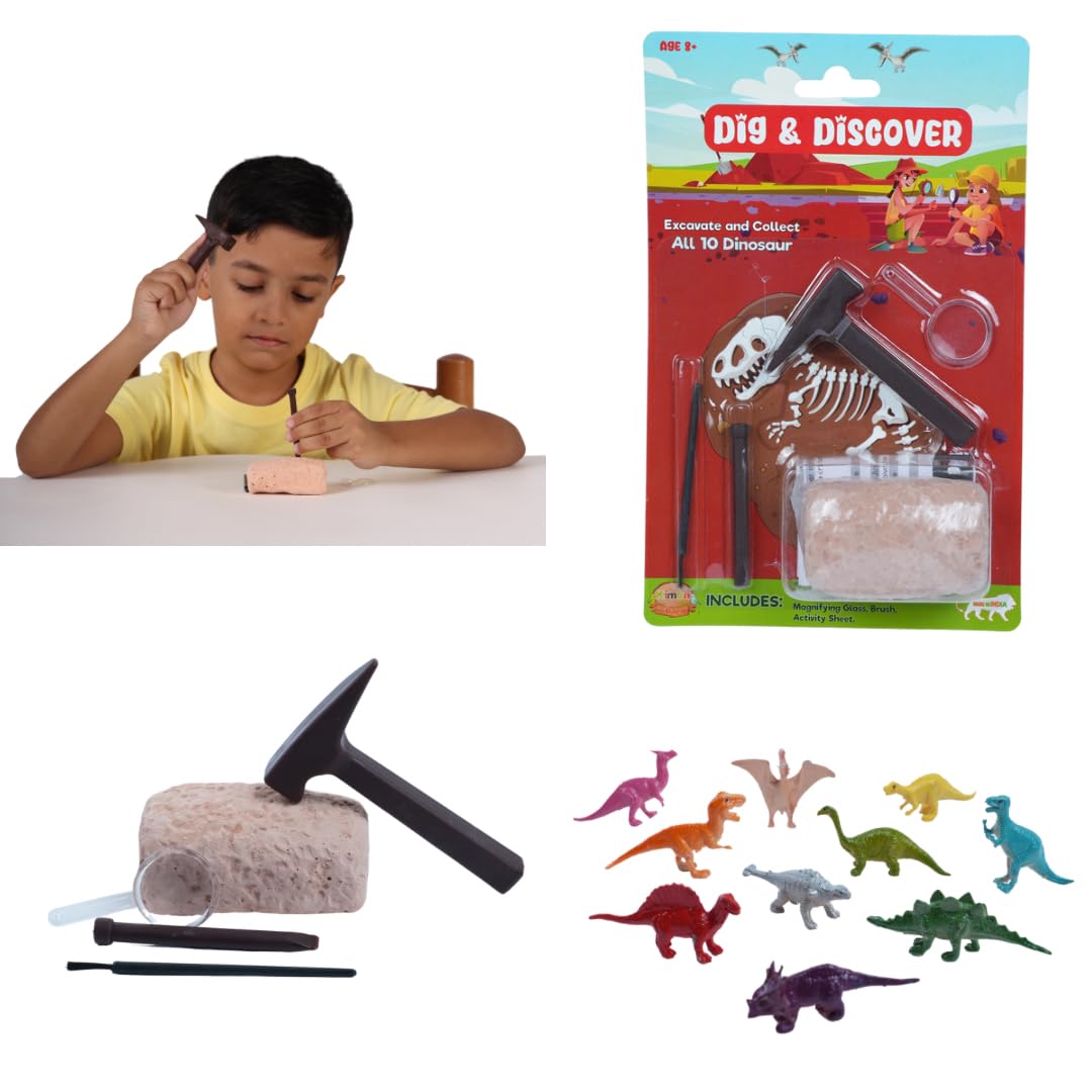 Dig & Discover Excavation Kit Blister Combo 5 - Glow-in-Dark Surprise, Moon, Mars, Gold Mining, Dinosaur Excavation, Shark Tooth Specimens | Fun & Educational Activity | Realistic Toys Gifts for Kids