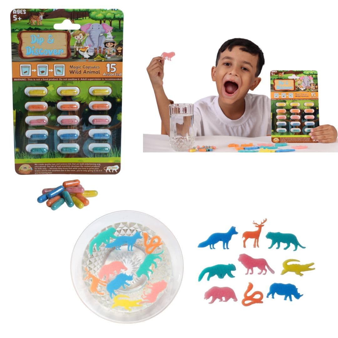 Dip & Discover Grow in Water Magic Capsules Fun & Learn Bath Toy Birthday Party Return Gifts Summer Fun Real Designs Surprise Toy for Boys & Girls 15 Capsules Per Set (Pack of 6)