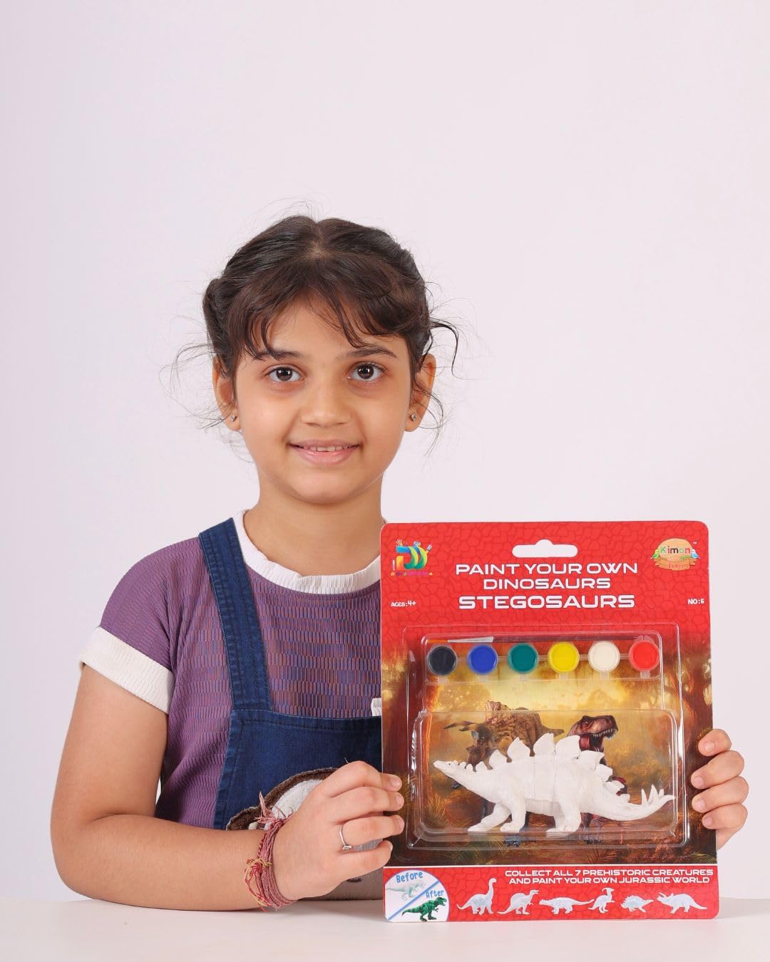 Kimon Toys Paint Your Own 3D Dinosaur - Stegosaurus with 6 Washable Colour & Brush l Activity Art & Craft Kit for Boys & Girls