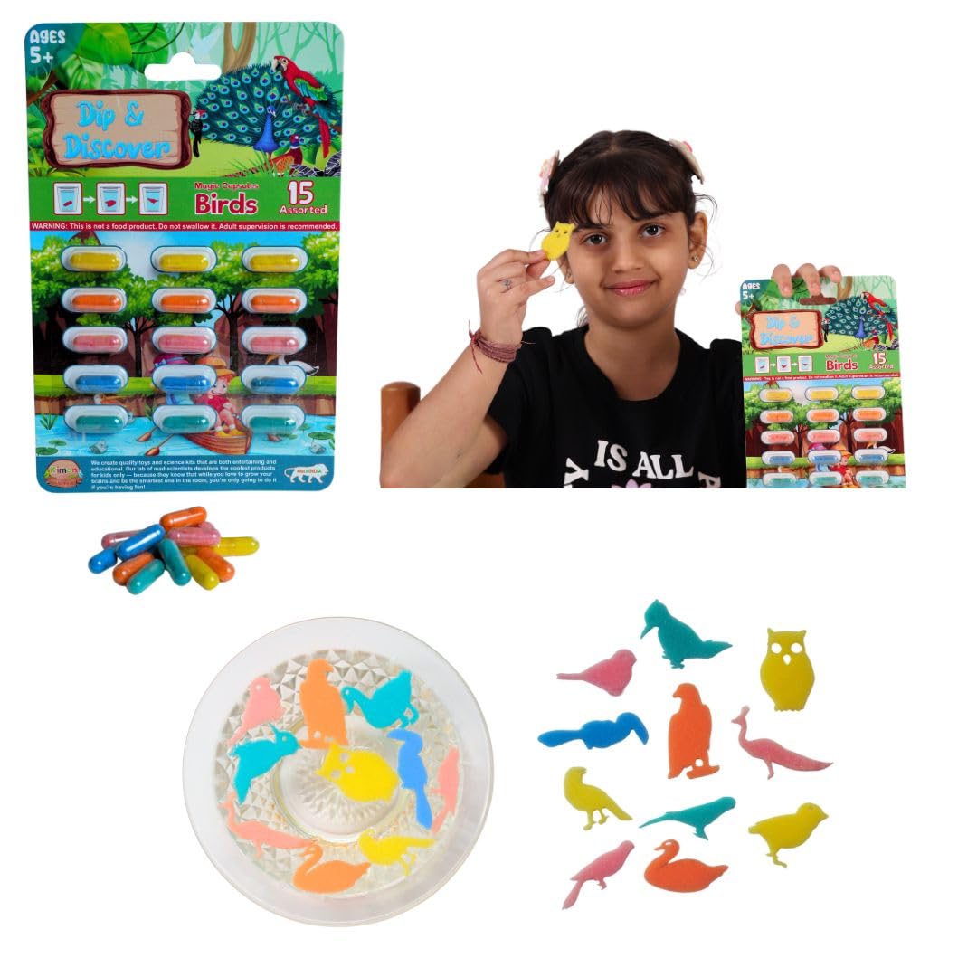 Dip & Discover Grow in Water Magic Capsules Fun & Learn Bath Toy Birthday Party Return Gifts Summer Fun Real Designs Surprise Toy for Boys & Girls 15 Capsules Per Set (Pack of 6)