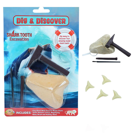 Dig & Discover Shark Tooth Excavation Kit Fossil, Shark Science Toy Gift for Kids Age 5+ | Fun & Educational Activity for Kids | STEM Toys Activities Kits for Boys and Girls