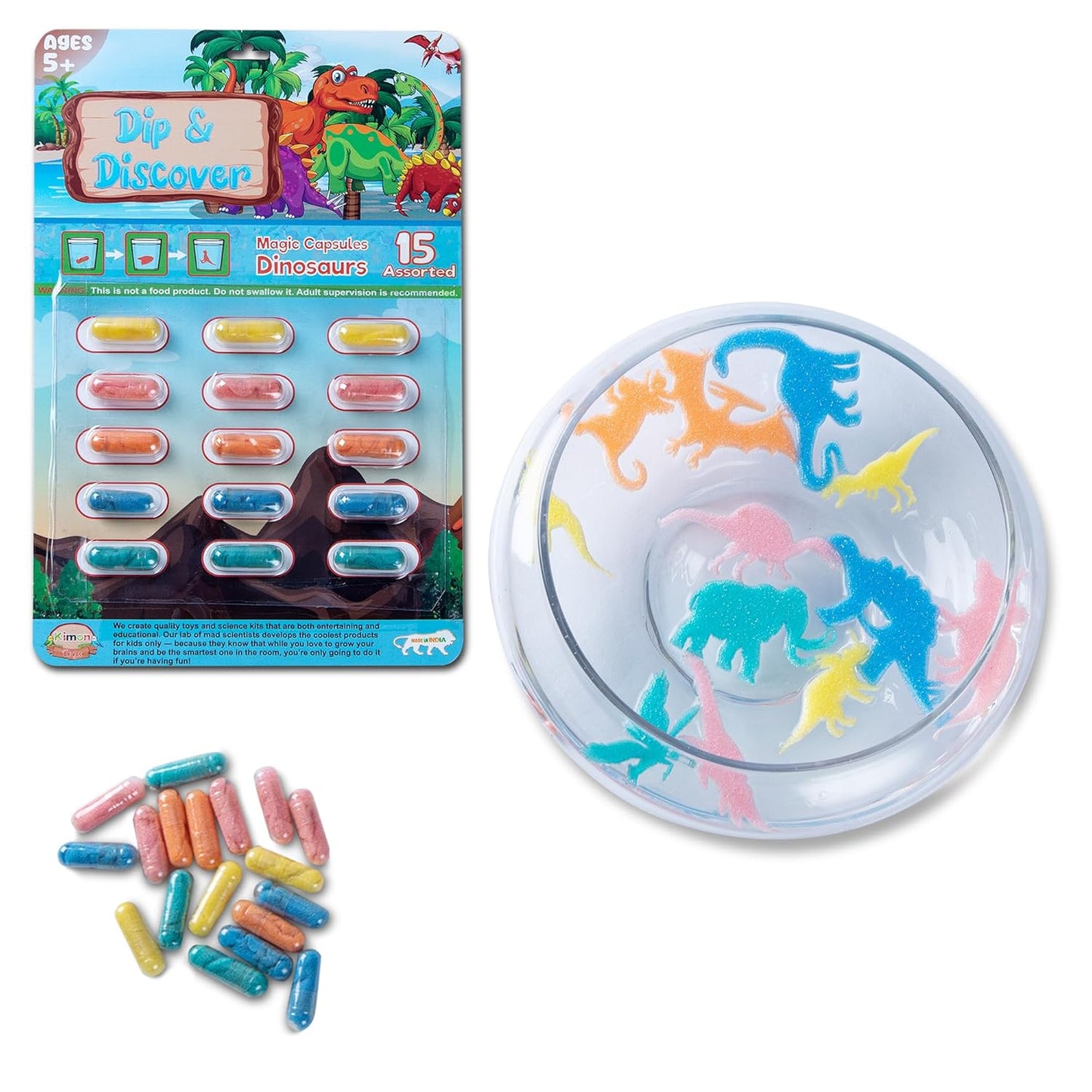 Dip & Discover Grow in Water Magic Capsules Fun & Learn Bath Toy Birthday Party Return Gifts Fun Real Designs Surprise Toy for Boys & Girls 15 Capsules Per Set (Pack of 3)