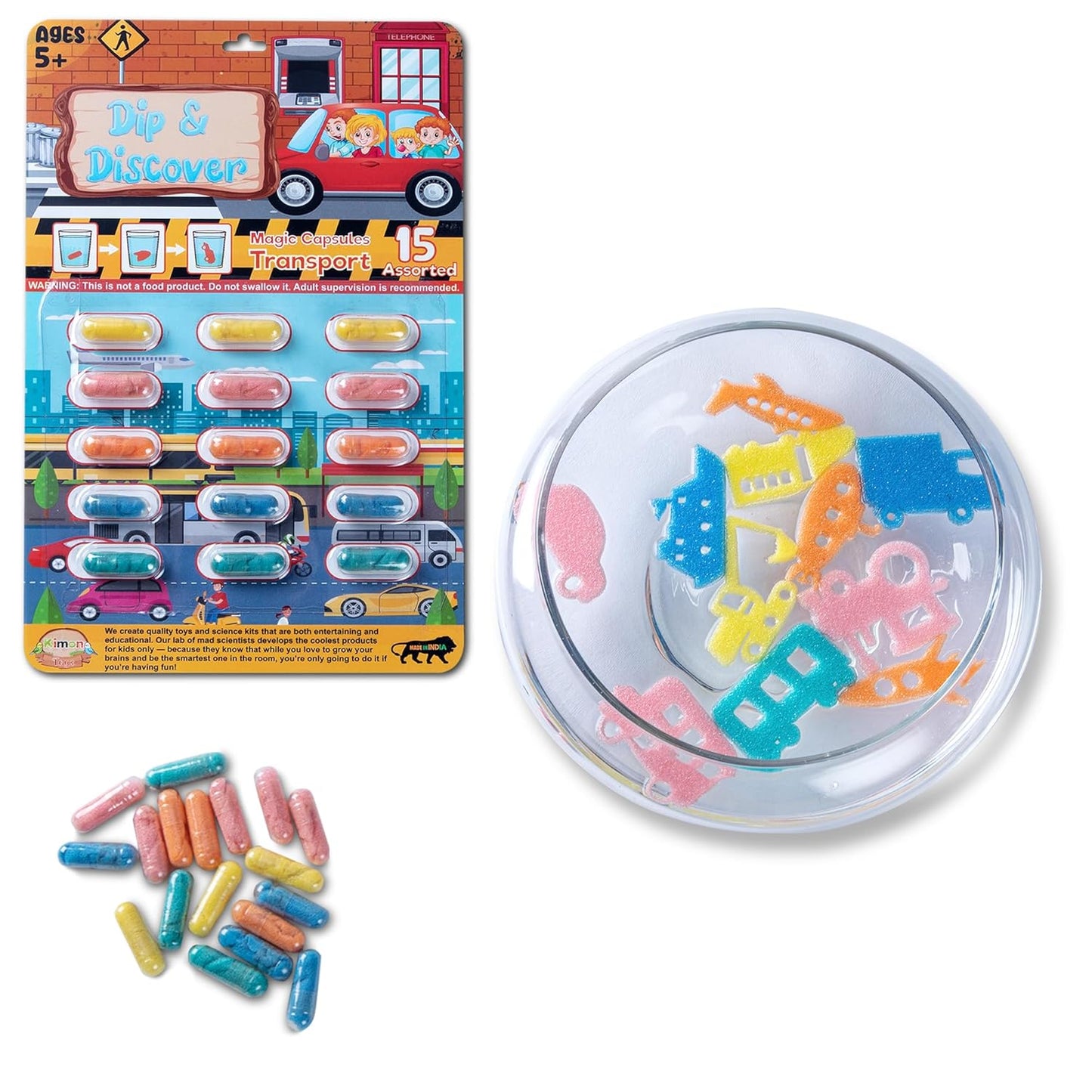 Dip & Discover Grow in Water Magic Capsules Fun & Learn Bath Toy Birthday Party Return Gifts Fun Real Designs Surprise Toy for Boys & Girls 15 Capsules Per Set (Pack of 3)