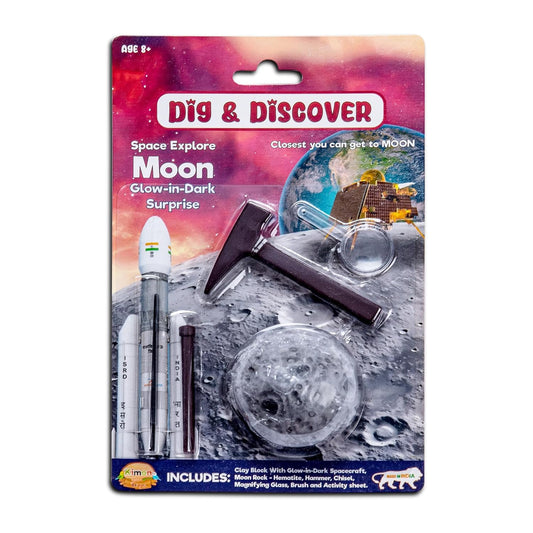 Dig & Discover Space Excavation Moon Excavation Kit - with Glow-in-Dark Surprise | Fun & Educational Toy for Boys & Girls | Space-Themed Activity for Kids