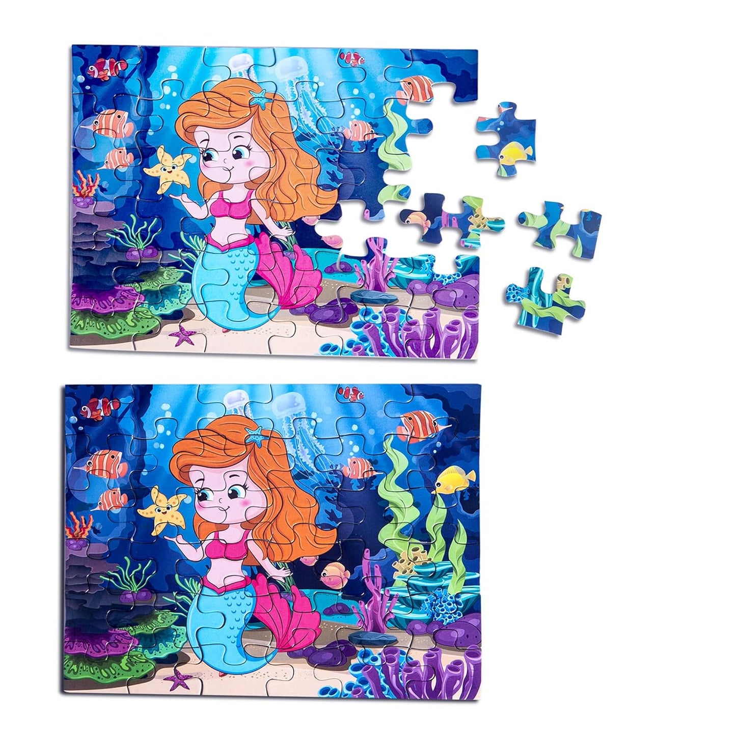 Kimon Toys Unicorn/Mermaid Jigsaw Puzzle, Double Sided Wipe & Clean, Travel Friendly, Re-usable