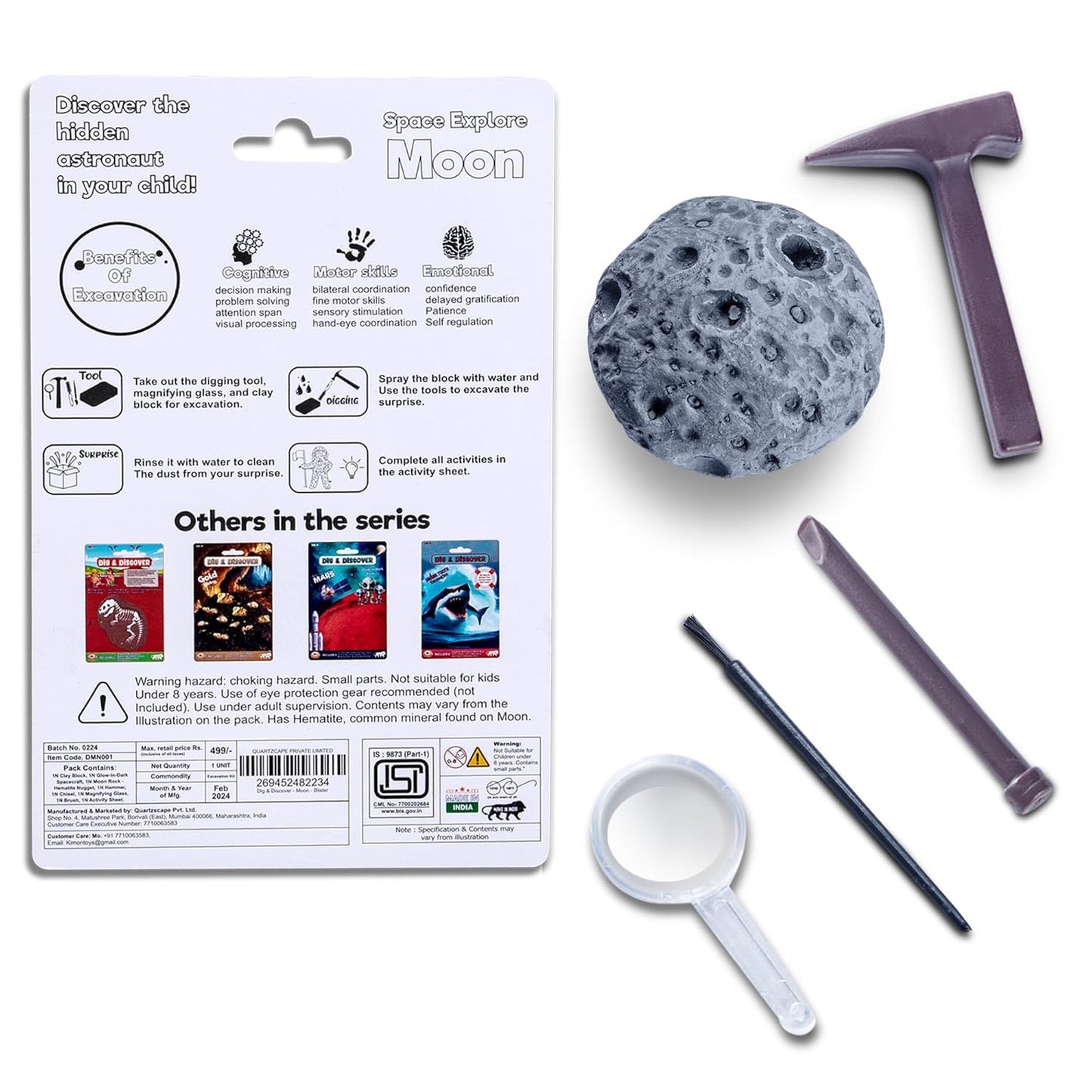 Dig & Discover Space Excavation Moon Excavation Kit - with Glow-in-Dark Surprise | Fun & Educational Toy for Boys & Girls | Space-Themed Activity for Kids