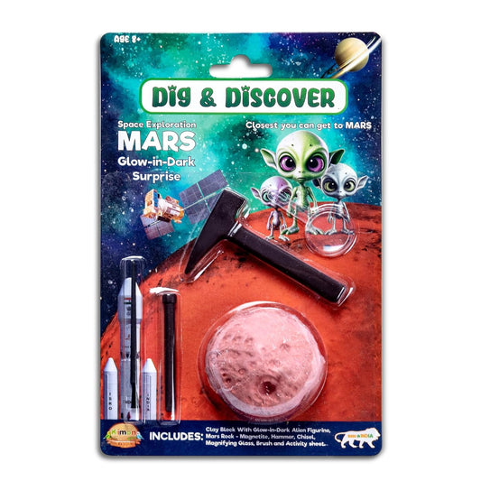 Dig & Discover - Space Excavation - Mars Excavation Kit - with Glow- in-Dark Surprise Alien and Actual Magnatite