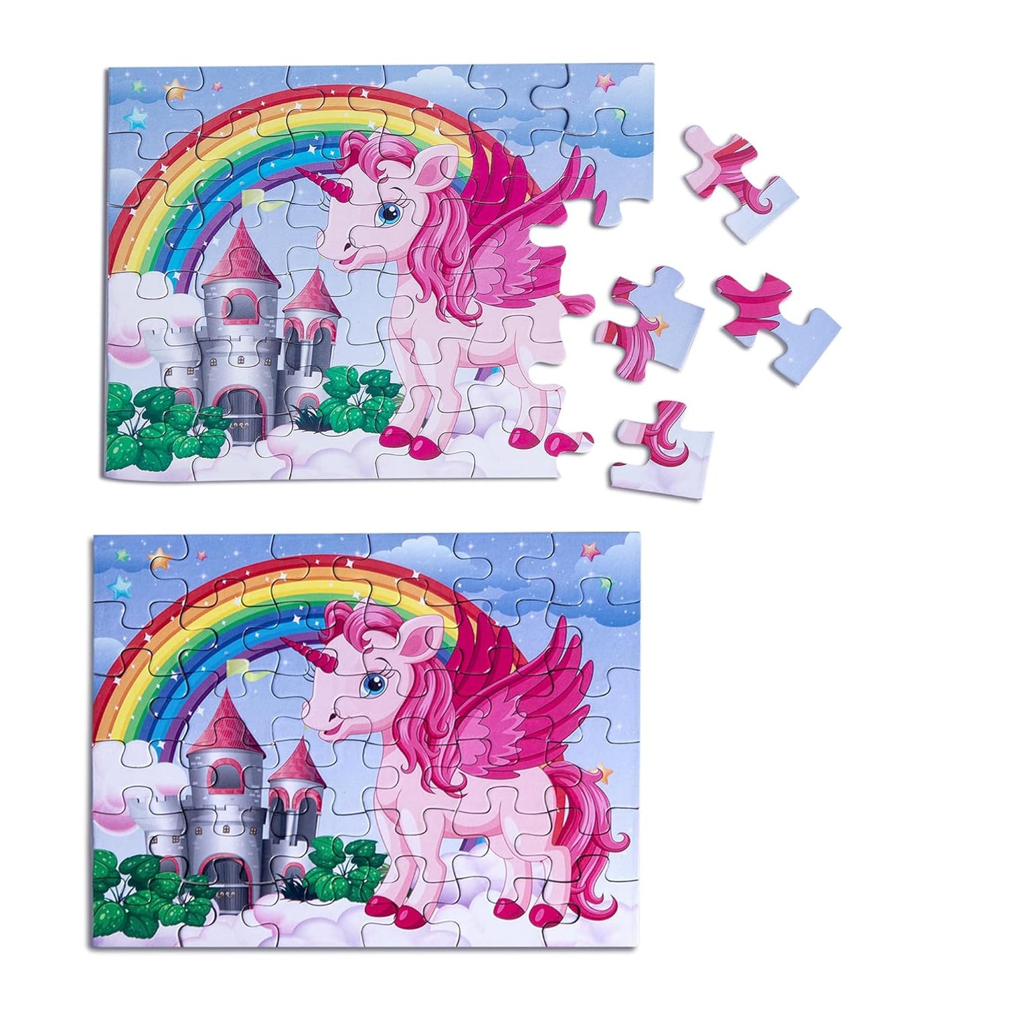 Kimon Toys Unicorn/Mermaid Jigsaw Puzzle, Double Sided Wipe & Clean, Travel Friendly, Re-usable