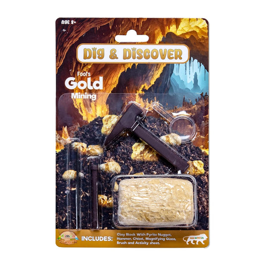 Dig & Discover Fool's Gold Excavation Kit Pyrite Nugget Fun Education Toys for Kids | Science Kit Educational Realistic Toys Gifts for Boys and Girls. Activity Toy Kit Set.