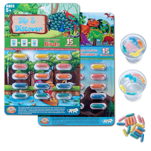 Dip & Discover Grow in Water Magic Capsules (15 per Pack = 30 Capsules) Made in India Surprise Toy Fun Birthday Gift Real Designs & Bright Colours for Boys & Girls (Pack of 2)