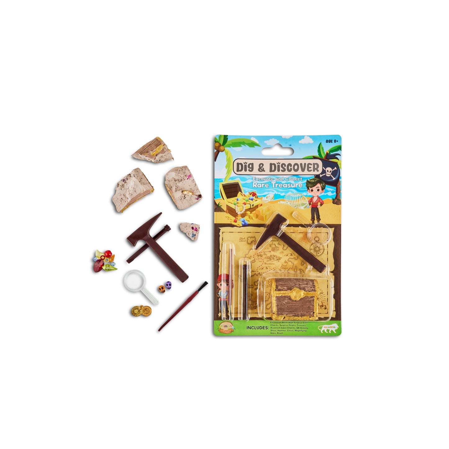 Dig & Discover Treasure Chest Excavation Kit with Oceanic Adventure | Fun & Educational Toy for Boys & Girls | Pirate-Themed Activity for Kids