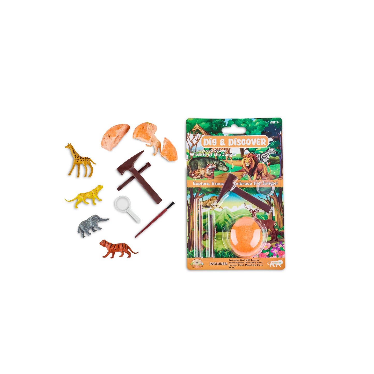 Dig & Discover Jungle Animal Excavation Kit - Animals Fun Educational Toys for Kids | Science Activity Set with Realistic Toys - Gifts for Boys and Girls